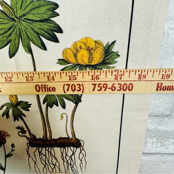 Floral Natural Cotton Tea Towel Herbarium Flora Tan Multicolor - Picture 12 of 13